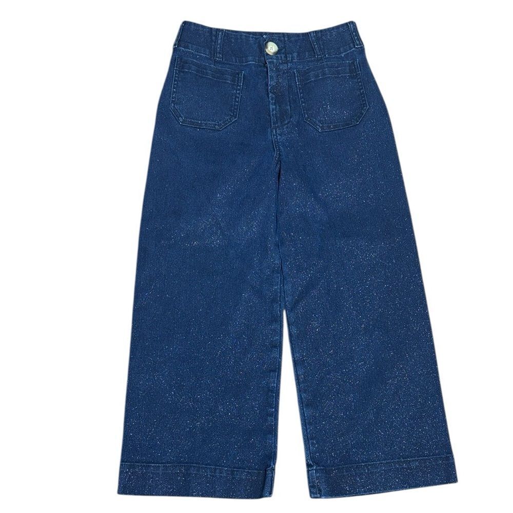 Anthropologie Maeve the Colette high rise wide leg crop pants sparkle edition